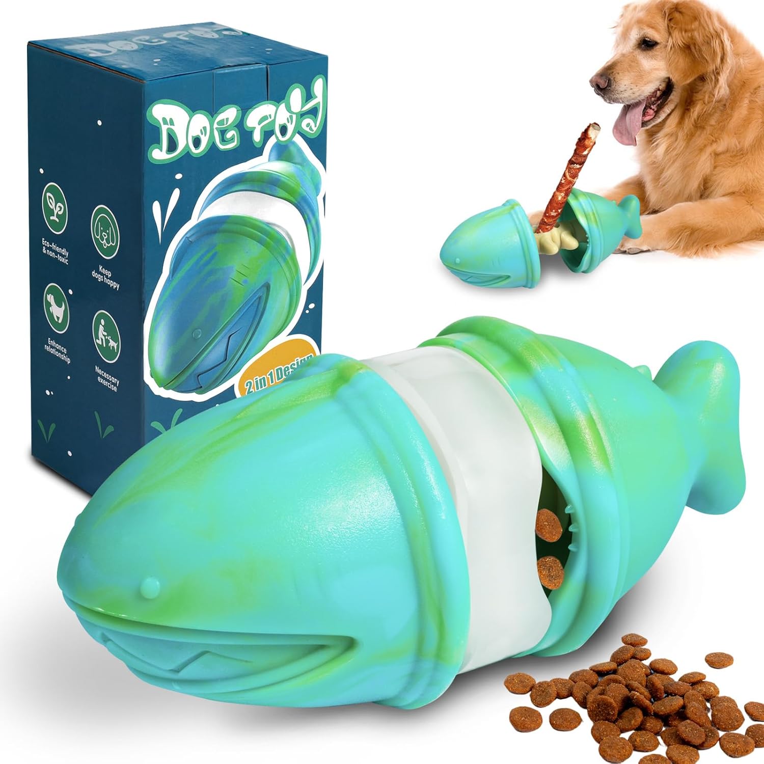 Rubber Treat Dispensing Dog Toy - Giocattolo da masticare 2 in 1