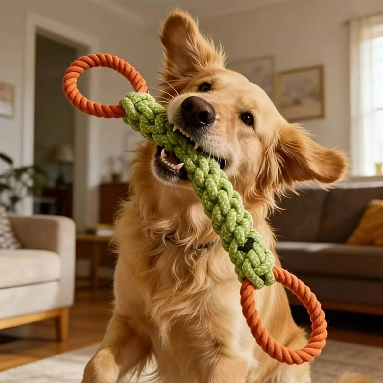 Indestructible Dog Chew Toy - Giocattolo in Corda per Cani Resistente,