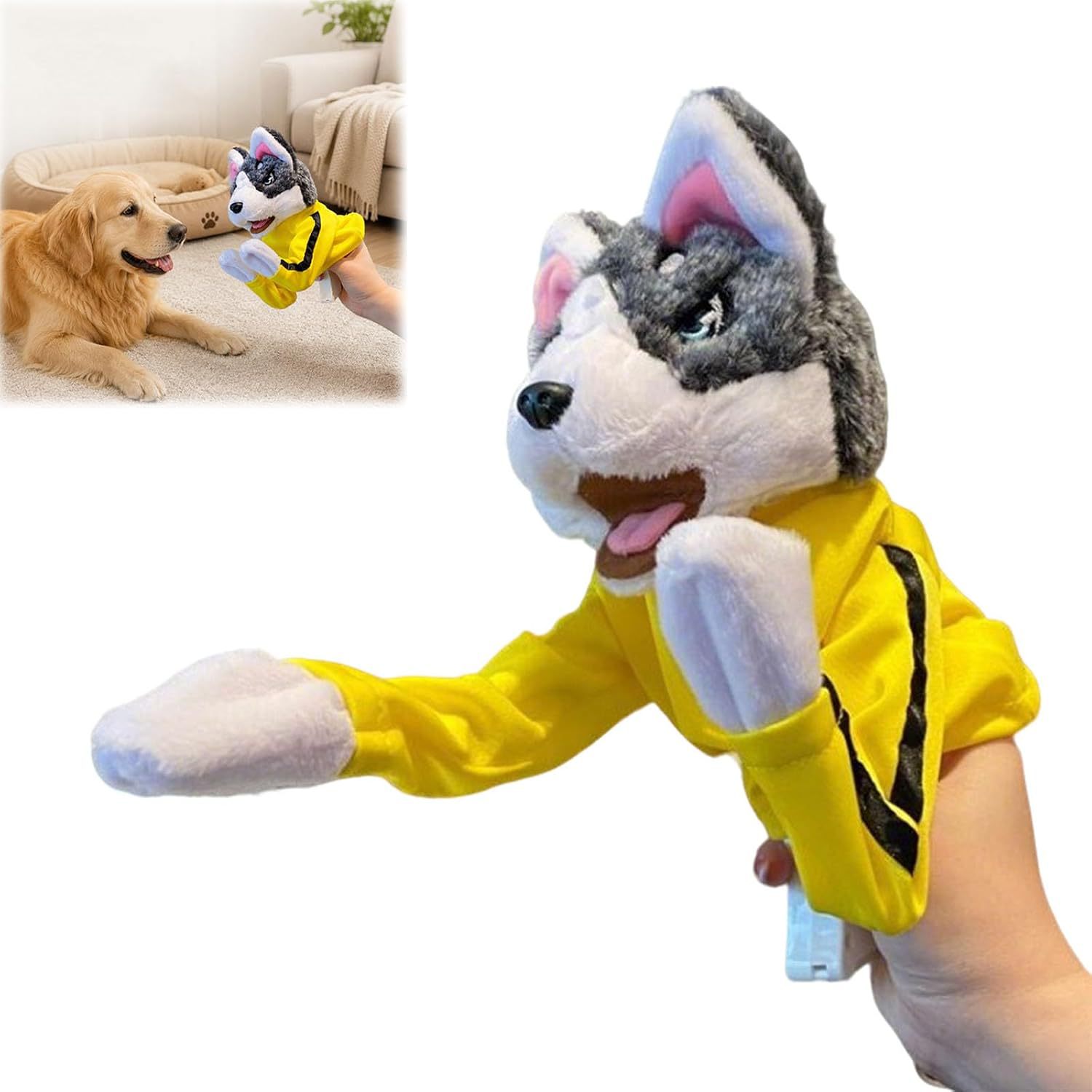 Interactive Squeaky Plush Dog Toy - Giocattolo Interattivo in Peluche Husky Boxing,